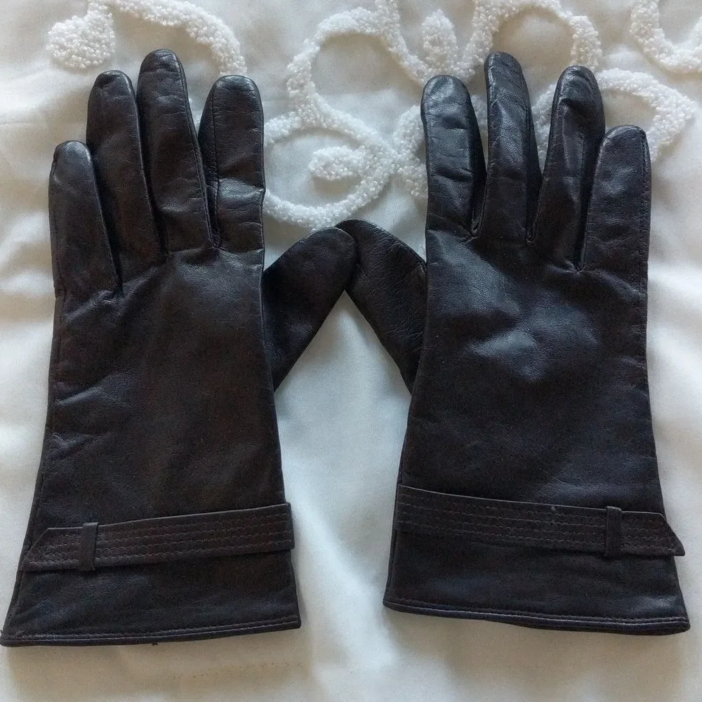 Nine West Butter Leather Gloves Espresso Color Size L